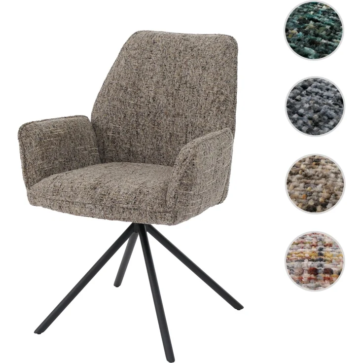Esszimmerstuhl HWC-G67, Küchenstuhl, drehbar Auto-Position Metall Chenille (410g/m²) ~ Gestell schwarz, braun – Bild 9
