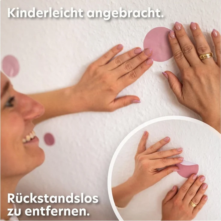 lilimaus Wandsticker Herzen, Sterne & Punkte selbstklebend - Deko fürs Kinderzimmer (132 St), Herzen, Sterne oder Punkte - 36er- & 132er-Set, ablösbar – Bild 4