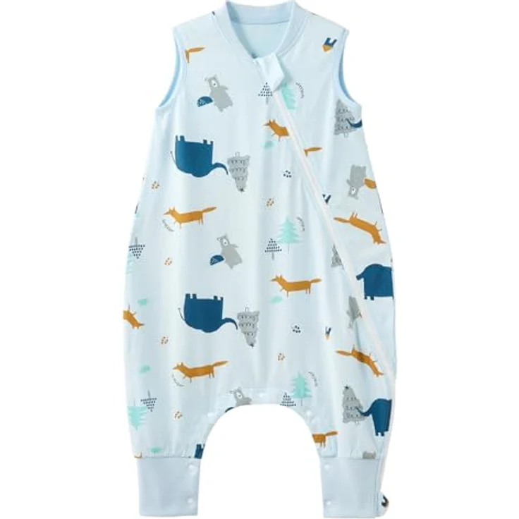 Duomiaomiao Schlafsack mit füßen, Sommerschlafsack mit füßen,100% Baumwolle Baby,Sommerschlafsäcke Baby 0.5 tog mit Atmungsaktiv, Cartoon-Elefant – Bild 2