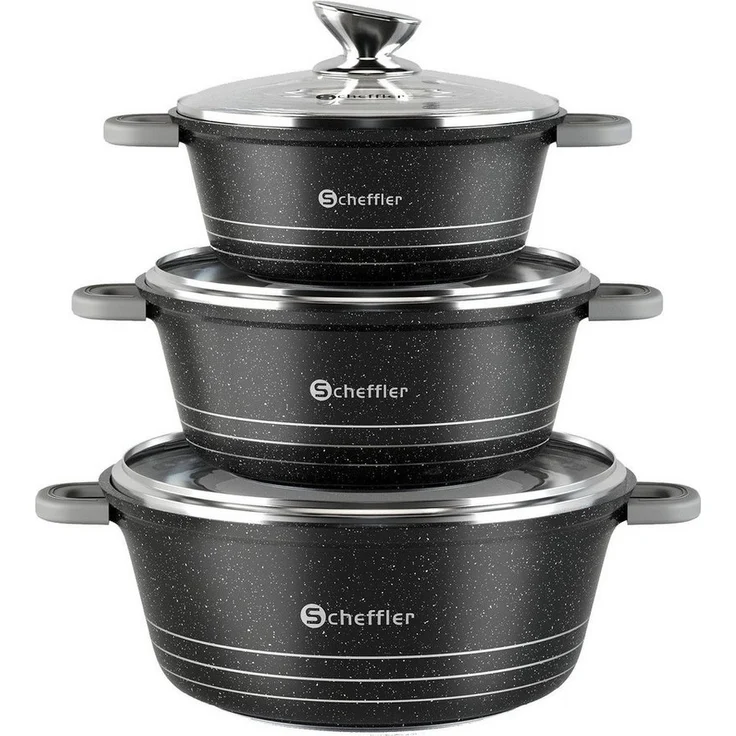 Scheffler Topf-Set 6-tlg Kochtopf Set Induktions Antihaftbeschichtung Töpfe Set, Aluminium (Topf) – Bild 5