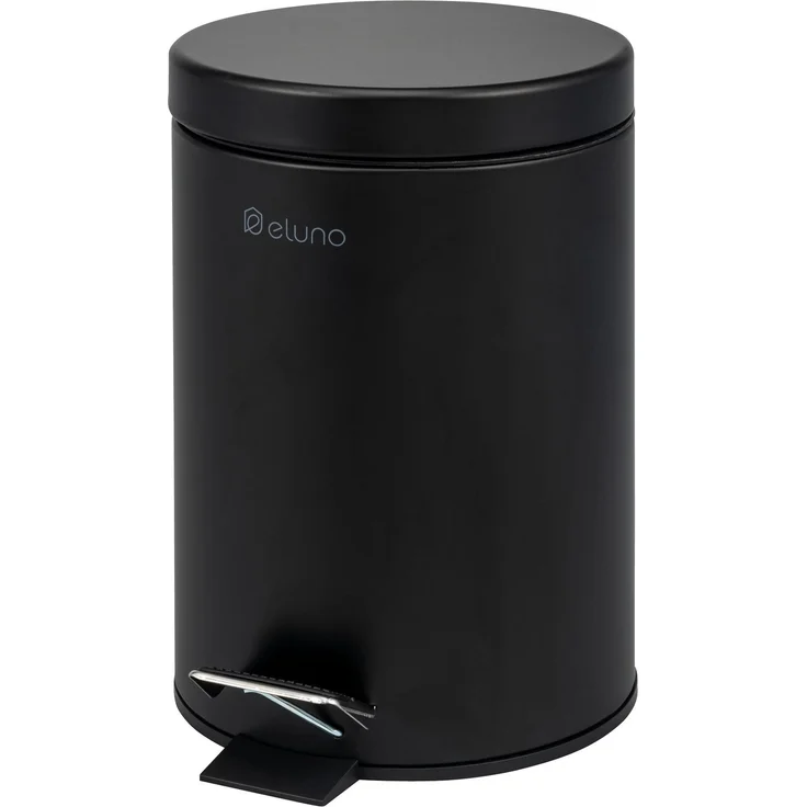 eluno Kosmetikeimer AGLIANO, Treteimer 3 Liter Fassungsvermögen, Metall, Schwarz, ca. 17 x 25,5 x 20 cm (B/H/T) – Bild 1