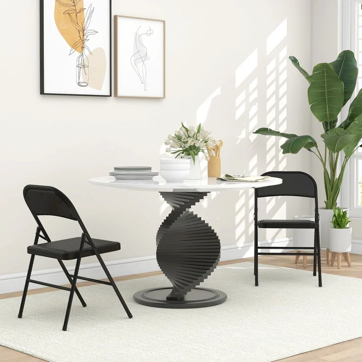 HOMCOM Klappstühle, Kunstleder, Stahl, Schwarz, 45L x 46B x 78H cm – Bild 2