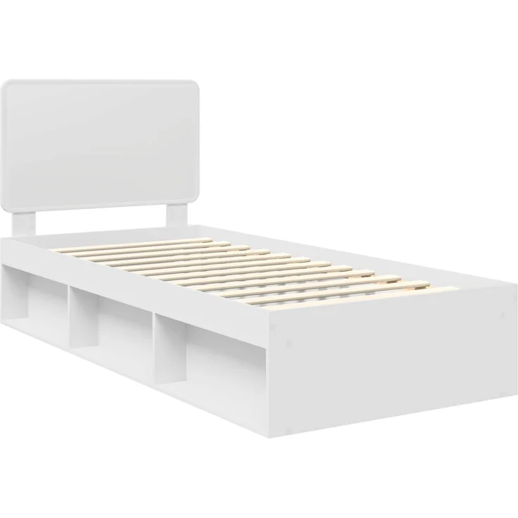 vidaXL Bettrahmen mit Kopfteil Weiß 90 x 190 cm Massives Kiefernholz 3412542 – Bild 3