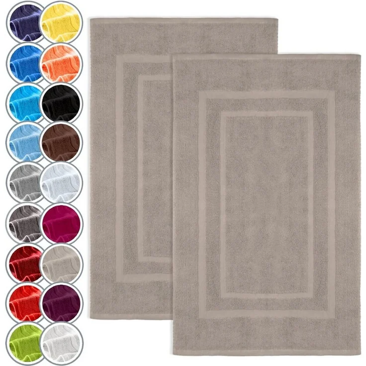 NatureMark 2er Pack Badvorleger Badematte | Premium Qualität | 100% Baumwolle | 50x80 cm | Duschvorleger Duschmatte Doppelpack | Farbe: Sand/Beige – Bild 1