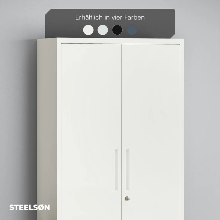 STEELSØN 'Regulus' Aktenschrank, Metall, weiß, 175x40x80 cm, abschließbar, Metallschrank mit 5 Fächern, geeignet als Werkzeugschrank – Bild 10