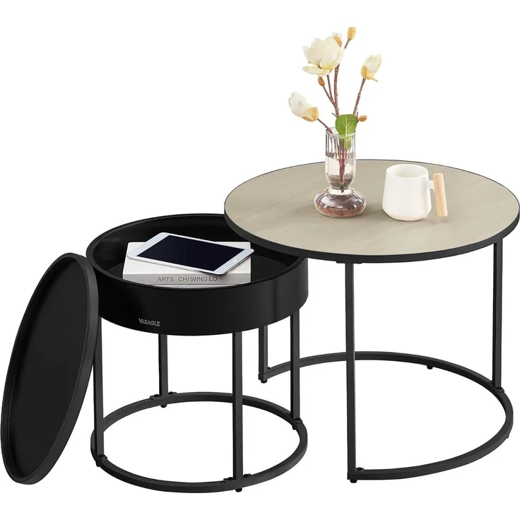 VASAGLE Couchtisch (Set, 2er Set), Beistelltisch für Wohnzimmer, Satztisch, versteckter Stauraum