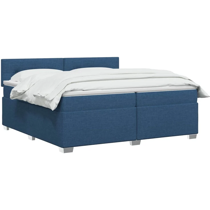 vidaXL Boxspringbett mit Matratze mit Kopfteil Blau 200 x 200 cm Stoff 3450564 – Bild 3