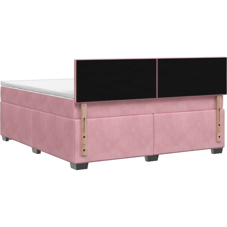 vidaXL Boxspringbett mit Matratze mit Kopfteil Rosa 160 x 200 cm Samt 3450757 – Bild 8