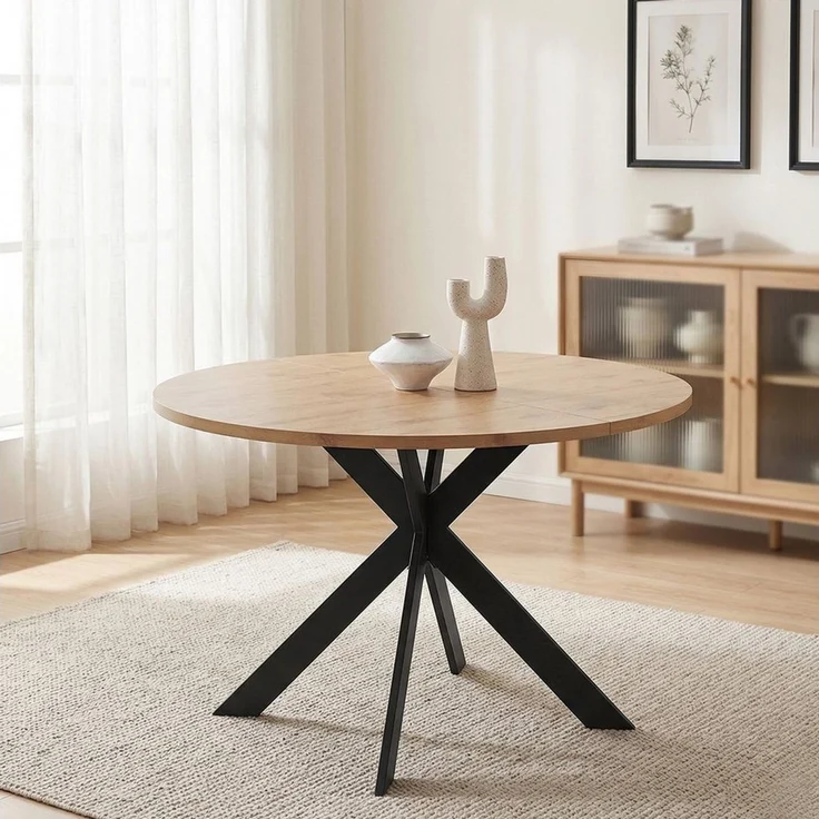 Jiexi Essgruppe Tisch- und Stuhlset, Runder Esstisch (115×75 cm) mit 4 Stühlen – Bild 4
