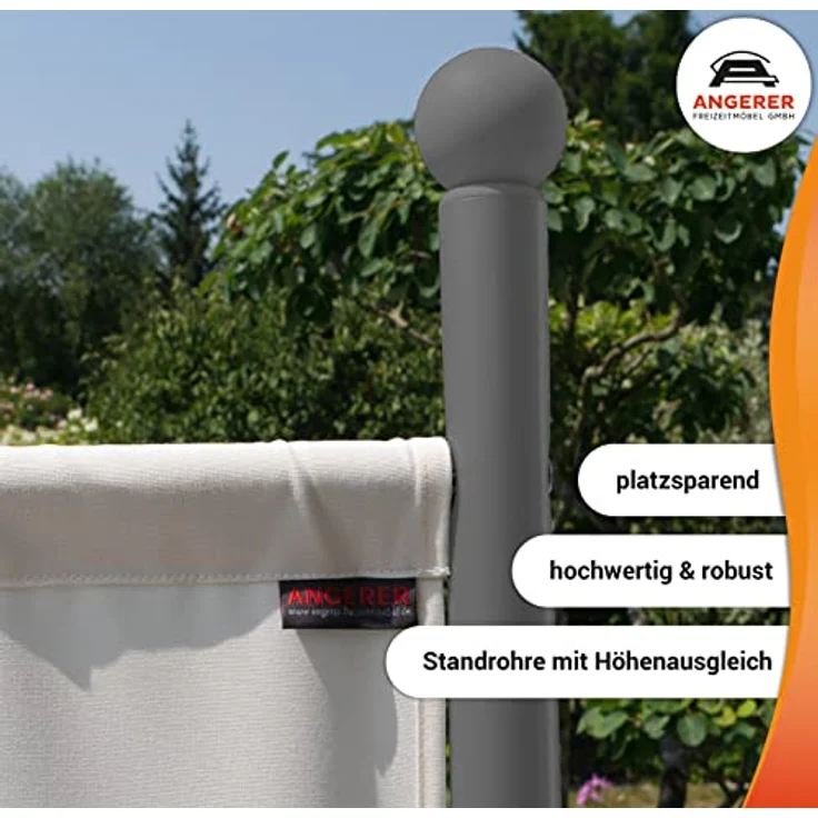 Angerer Freizeitmöbel GmbH Stellwand - Raumteiler & Raumtrenner Sichtschutz - Outdoor Paravent für Windschutz & Schatten auf Balkon (178x82 cm, Elfenbein) – Bild 6