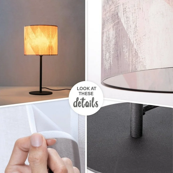 Paco Home Tischleuchte Mero 102, ohne Leuchtmittel, Nacht Schreib âˆ…18cm Pastell Vintage Höhe 36,5 E14 – Bild 2