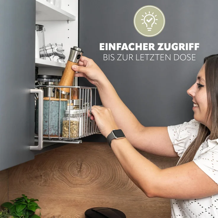 Korbauszug für Küchenoberschränke 50 cm Breite, chrom – Bild 3