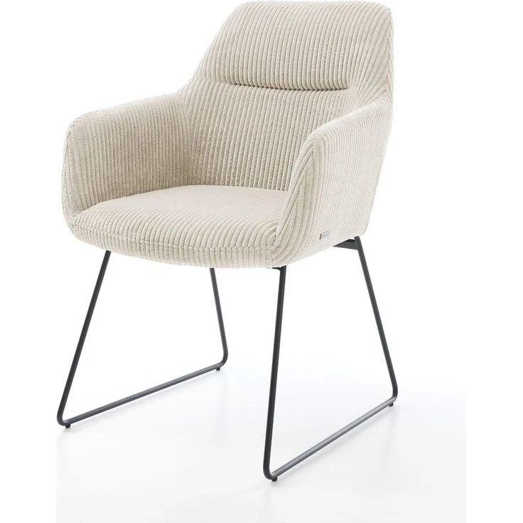 Esszimmerstuhl Pejo-Flex Cord Beige Kufengestell Schwarz Taschenfederkern – Bild 1