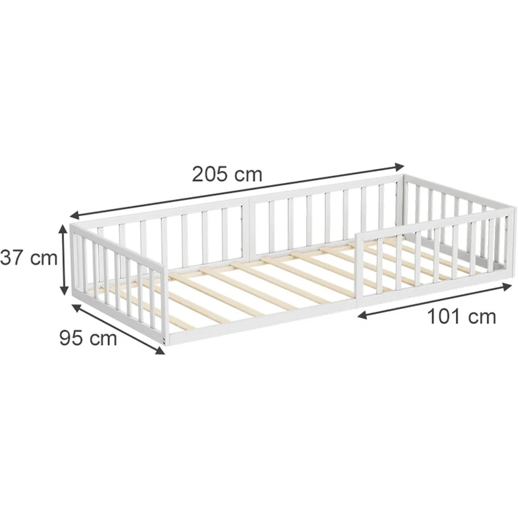 Bodenbett aus Metall Minno Weiß 90x200 ohne Matratze Vitalispa – Bild 2