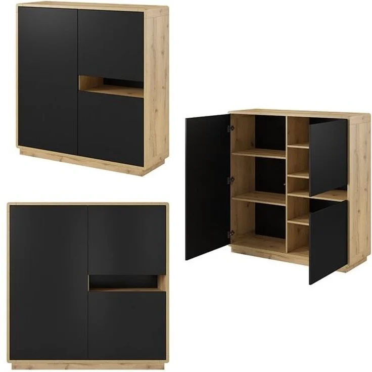 Lomadox Wohnzimmer-Set ALBANY-83, (Mega-Spar-Set, 5-St, 5-tlg), Taurus Eiche Nb. mit schwarz matt 423/181/40 cm – Bild 4