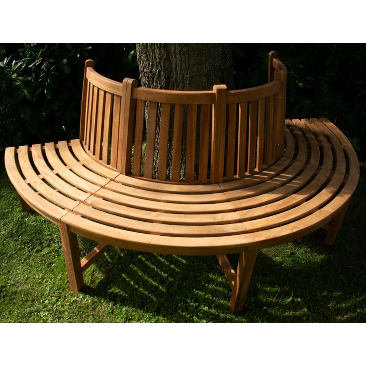 Baumbank RISEN - Holz Braun 203x44x90 cm | Halbrunde Sitzbank Mit Lehne Baumbank Gartenbank Für Baum – Bild 4
