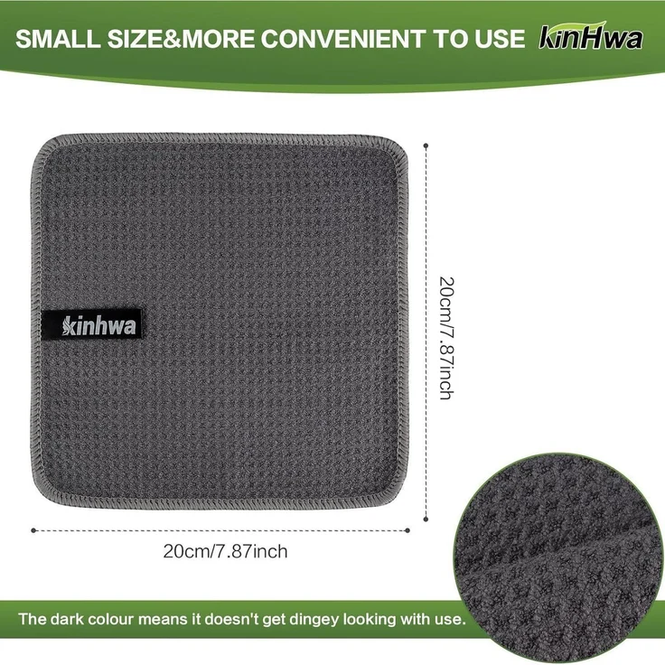 KinHwa Spültücher Grau Waffeltuch Mikrofasertuch 20x20cm 10 – Bild 2