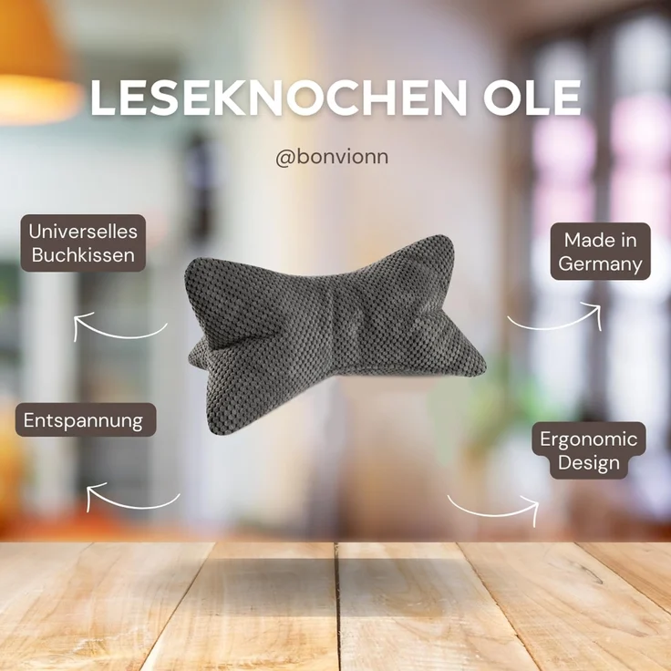 BONVIONN Leseknochen OLE - ca. 42 x 22 cm Cord Look natur – Bild 3