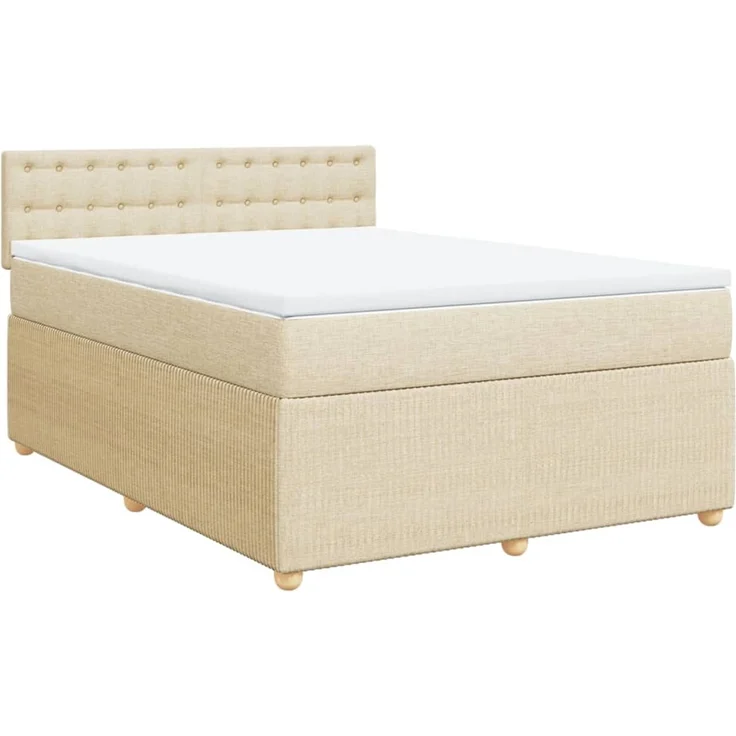 vidaXL Boxspringbett mit Matratze Creme 140x200 cm Stoff 3289798 – Bild 3