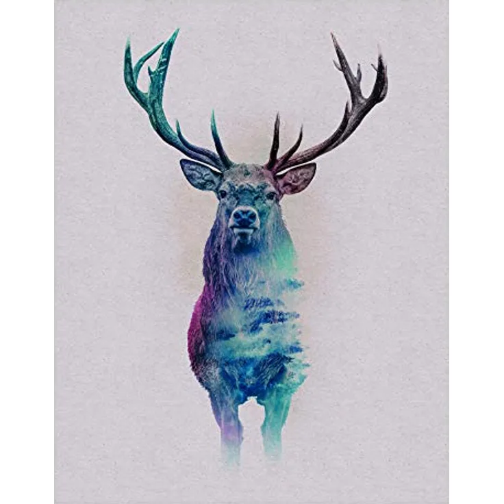 Komar Wandbild Animals Forest Deer, hochwertiger Kunstdruck 40 x 50 cm, bunt, ohne Rahmen, fotorealistische Bildqualität, made in Germany