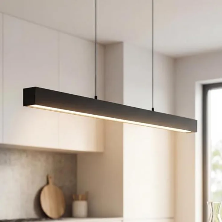 Licht-Erlebnisse Radlin, LED Hängelampe 100 cm lang, Schwarz, dimmbar, 2700 K warmweiß, modern, höhenverstellbar für Esszimmer