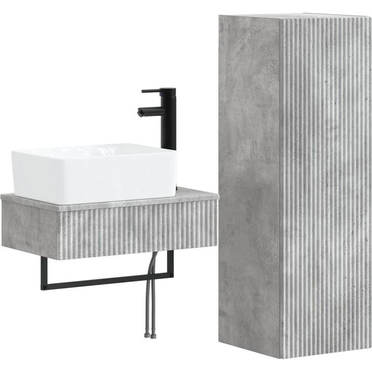 vidaXL Badezimmerschrank-Set 2 stk. Betongrau 33 x 34,5 x 100 cm 3406106 – Bild 2