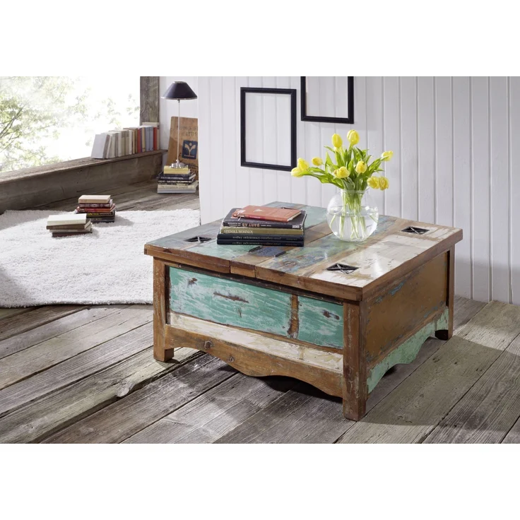 Couchtisch Altholz 90x90x45 mehrfarbig lackiert NATURE OF SPIRIT #07 – Bild 6
