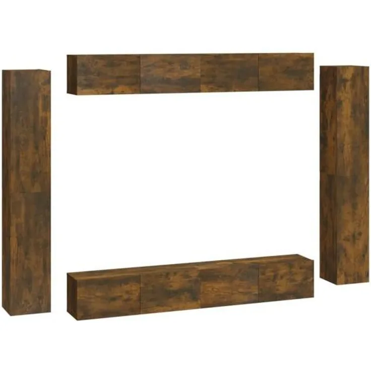 8-tlg. TV-Schrank-Set Räuchereiche Holzwerkstoff [3114299]