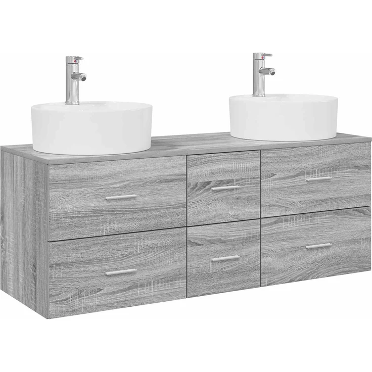 vidaXL Badezimmerschrank-Set 3 stk. Grau Sonoma 129 x 44,5 x 82 cm 3405888 – Bild 2