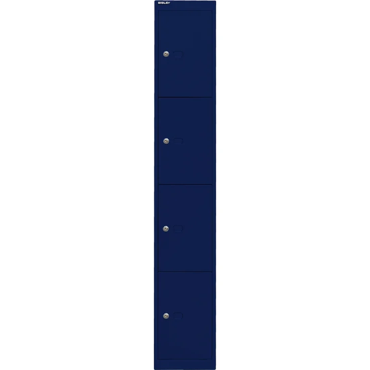 Bisley Schließfachschrank Office, 1 Abteil, 4 Fächer, T 457 mm, Farbe oxfordblau – Bild 1