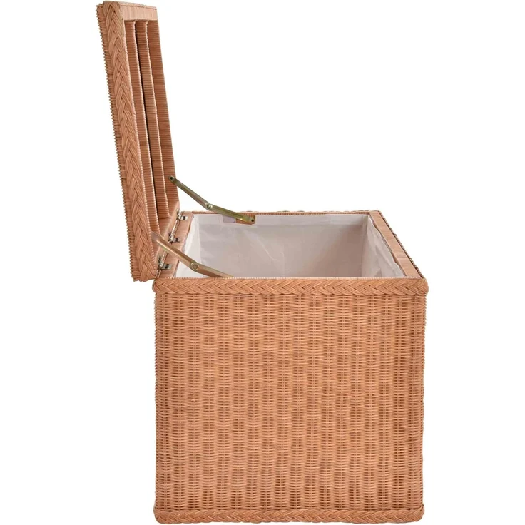 Krines Home Truhe Große Rattantruhe MAX Wäschetruhe mit Deckel Natur Rattan Truhe, Aufbewahrung XXL 115x55x55cm – Bild 5