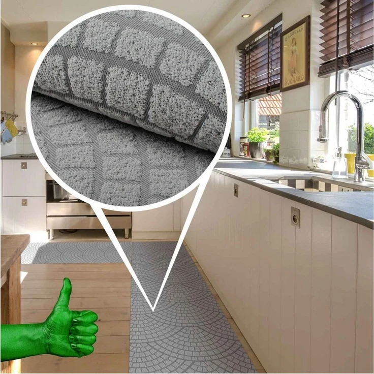 ANRO Küchenläufer Teppichläufer DAVIS Velours Läufer, Eckig, Höhe: 3 mm, Velour – Bild 4