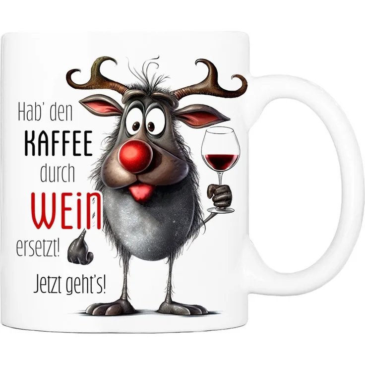 Cadouri Tasse mit Spruch KAFFEE ERSETZEN Kaffeetasse Büro Arbeit, Geschenk, Keramik, Kaffeebecher, Geschenkidee Arbeitskollege, lustig, Humor, 330 ml