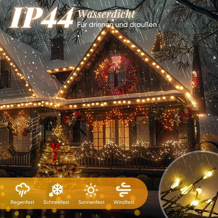 SALCAR LED Cluster Lichterkette Draht Weihnachtsbaum, 5m – Bild 4