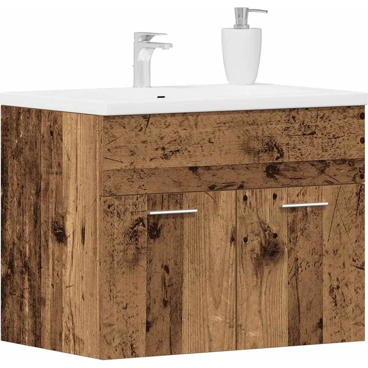 Waschbeckenunterschrank, Badschrank Altholz-Optik 60x38,5x46 cm de7524 – Bild 4