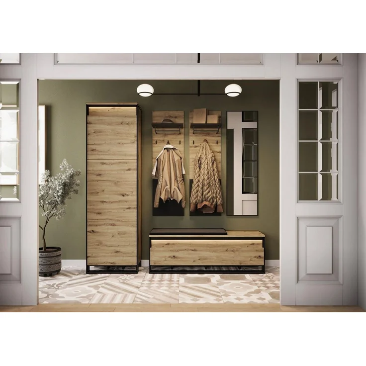 Compleo Garderoben-Set (Schrank, Spiegel, 2xKleiderhakenbrett, Schuhschrank) – Bild 1
