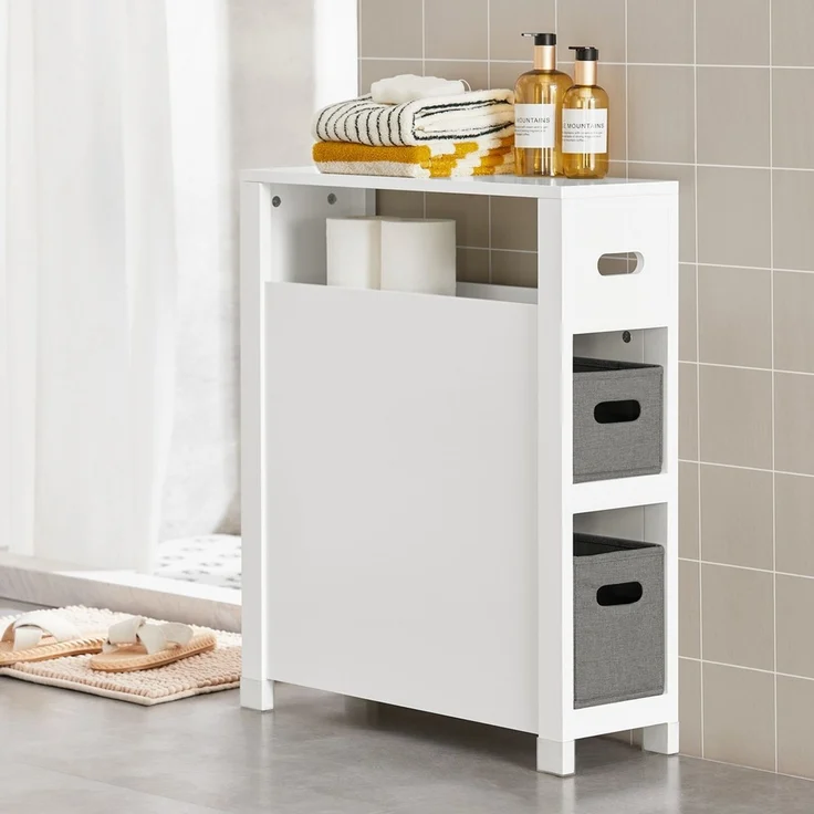 SoBuy BZR83-W Badunterschrank, MDF, Lackiert, Weiß, 60 x 70 x 20 cm – Bild 2
