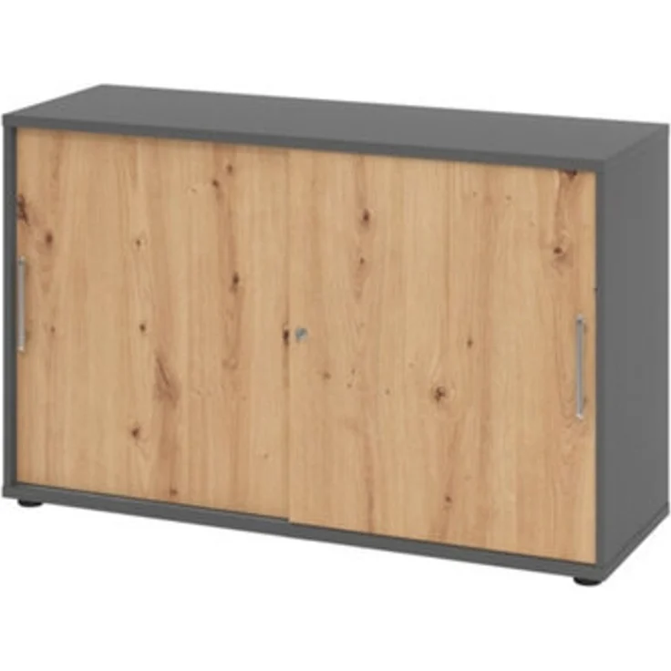HAMMERBACHER Schiebetürschrank - 2OH 120 cm Relinggriff Graphit/Asteic