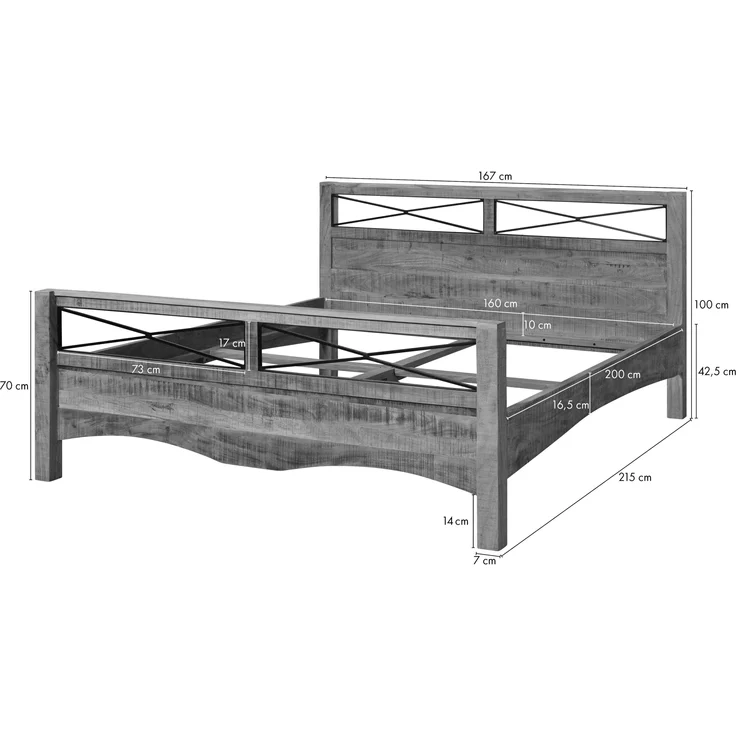 Bett Altholz 166x215x100 mehrfarbig lackiert NATURE OF SPIRIT #46 – Bild 7
