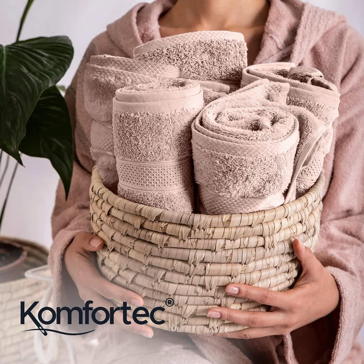 Komfortec 2er Set Duschtücher, 70x140 cm Größe, Doppelpack,%100 Baumwolle, Handtücher, Frottee, Weich, Saugstark, Blütenrosa – Bild 7
