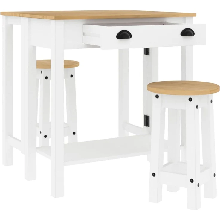 vidaXL 3-tlg. Bar-Set Weiß Massivholz Kiefer 4005698 – Bild 5