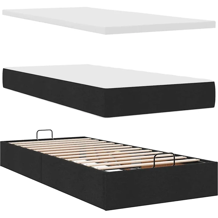 vidaXL Ottoman-Bett mit Matratze Schwarz 90x200 cm Stoff 3311596 – Bild 6