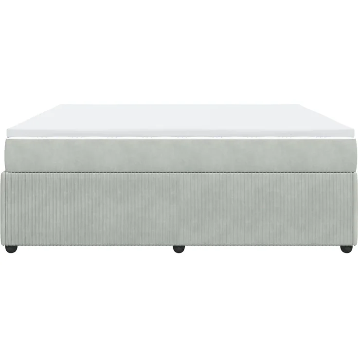 vidaXL Boxspringbett mit Matratze Hellgrau 200x200 cm Samt 3285662 – Bild 8