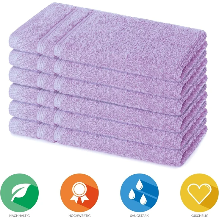 Lavea Gästehandtuch Bali, 30x50cm aus 100% Bio-Baumwolle, einzigartig weiche Gästetücher mit Aufhänger (Set, 6-St), hochwertiges und nachhaltiges Premium Gästetuch – saugstarke Faser – Bild 3