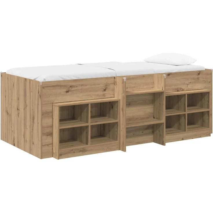 vidaXL Loft Bettgestell mit Schrank 3 stk. Artisan-Eiche Holzwerkstoff 3423413 – Bild 2
