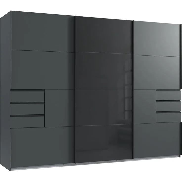 Schlafzimmer-Set >Tilburg< (4tlg.) Bett 168x92x210cm, Schrank, 2 Nachtkommoden, in Grafit – Bild 3