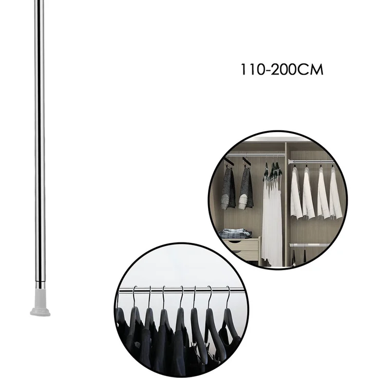 Eikuavons Edelstahl Duschvorhangstange 110-200 cm, Teleskopstange Klemmstange ohne Bohren, Ø25 mm,Edelstahl,Weiß – Bild 1