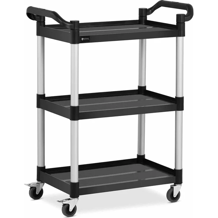 Royal Catering Servierwagen 3 Borde Teewagen Küchenwagen Gastro 4 Räder bis 90 kg Abräumwagen – Bild 1