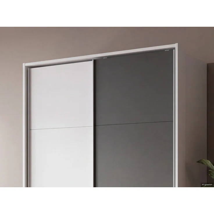 Schwebetürenschrank 2tg Kleiderschrank 138cm Weiß Grafit Schubladen Passepartout – Bild 5