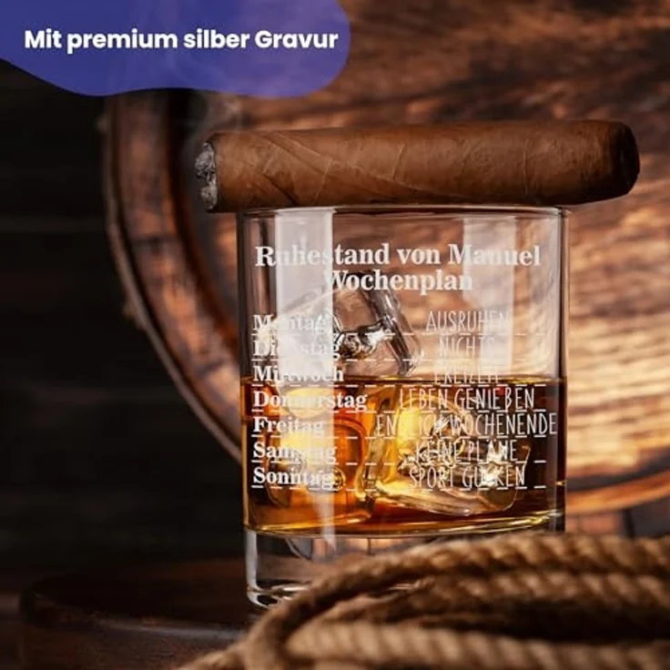 Lasernauten Whiskyglas Glas mit Gravur zur Rente Ruhestand Whiskyglas Geschenk Pensionierung, mit Gravur – Bild 4
